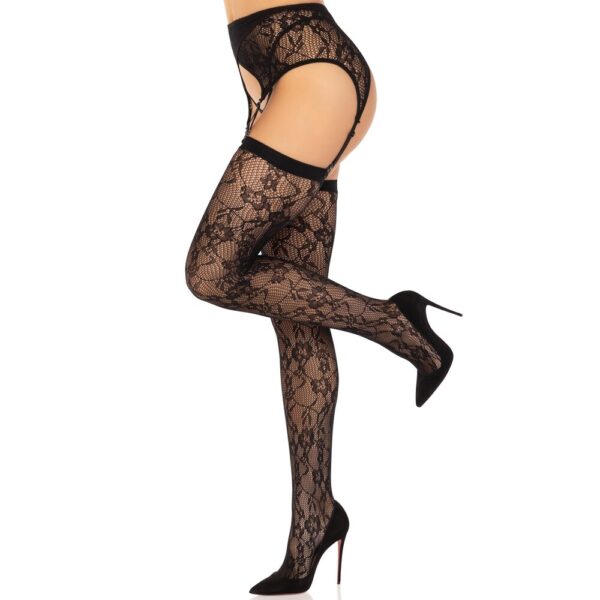 Leg Avenue Lace Stockings and Garterbelt Black - Image 2