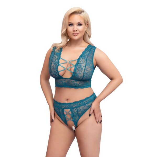 Cottelli Curves Bralette and Crotchless Thong Set Size: X Large