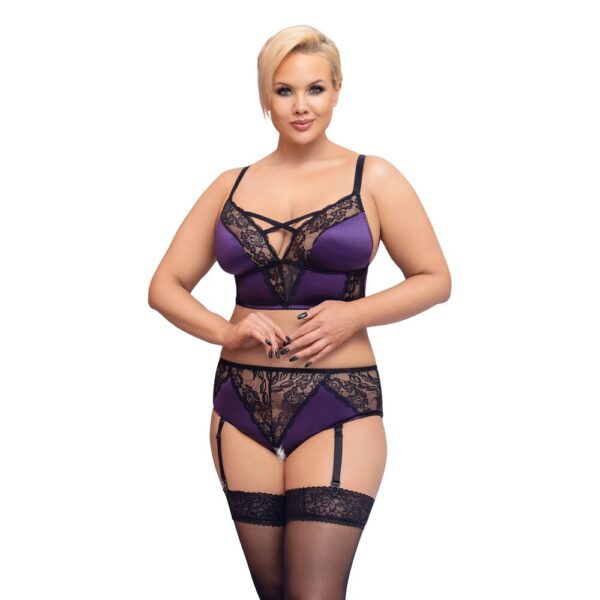 Cottelli Curves Bralette Suspender Set Size: X Large