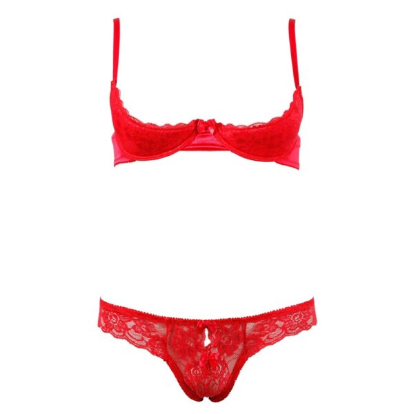 Cottelli Collection Red Lace Open Bra Set Size: 34B-S - Image 3