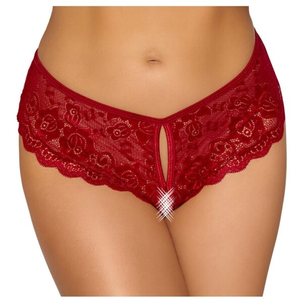 Cottelli Crotchless Panty Red Size: Large