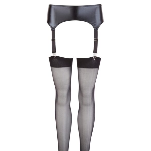 NOXQSE Wet Look Suspender Belt And Stockings Size: Large - Image 2