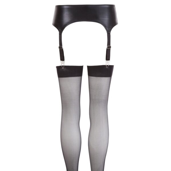 NOXQSE Wet Look Suspender Belt And Stockings Size: Small - Image 2