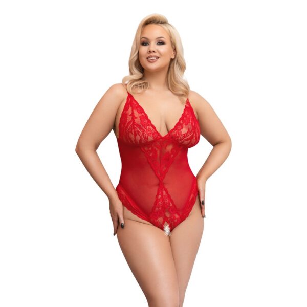 Cottelli Curves Crotchless Body Red Size: XXL