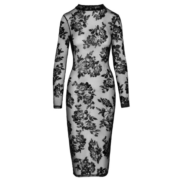 Noir Tight Fitting Floral Transparent Dress Size: Large - Image 4