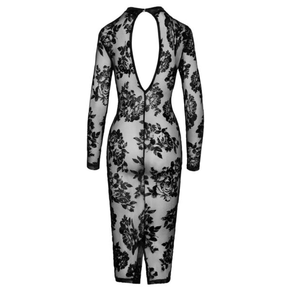 Noir Tight Fitting Floral Transparent Dress Size: Medium - Image 3