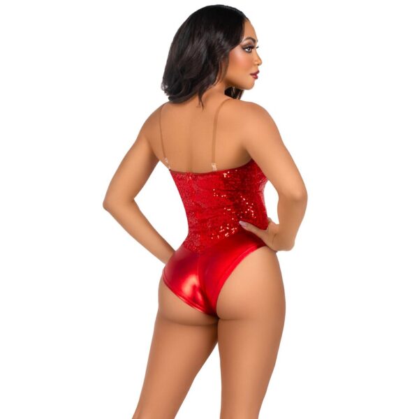 Leg Avenue Sequin Boned Bodysuit Red Size: Medium - Image 3