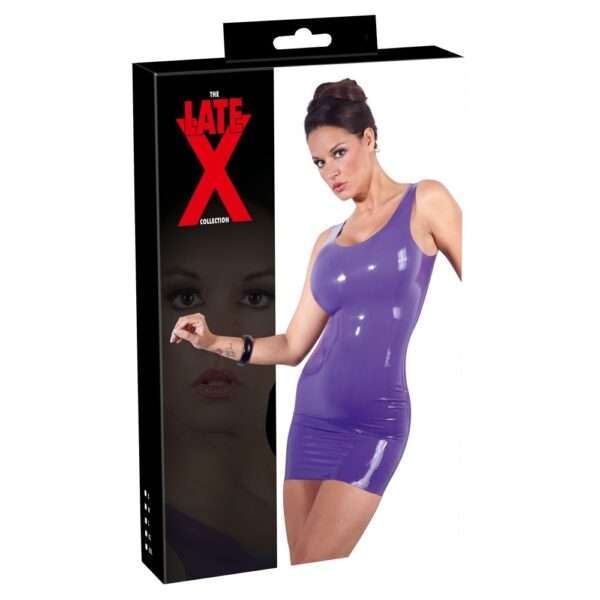 LateX Mini Dress Purple Size: Large - Image 4