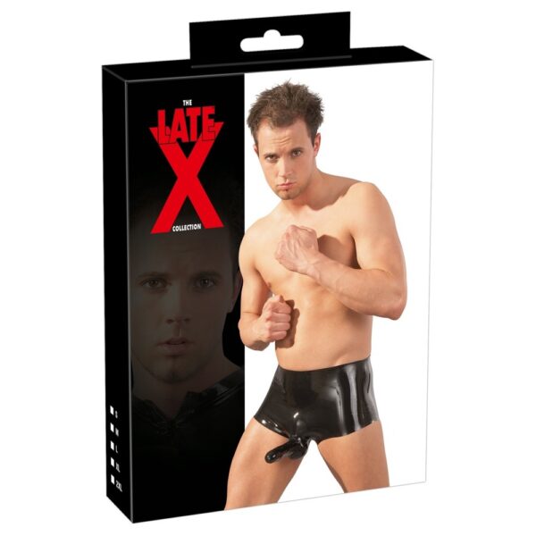 LateX Boxers With Penis Sleeve Black Size: L-XL - Image 4