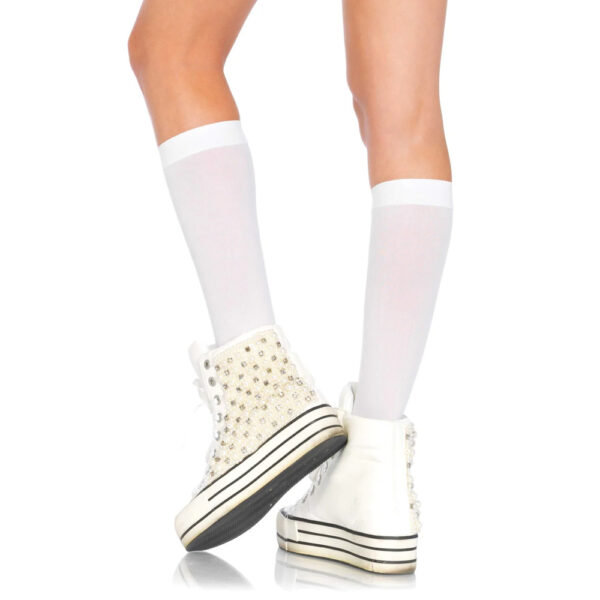 Leg Avenue Nylon Knee Highs White UK 6 to 12 - Image 3