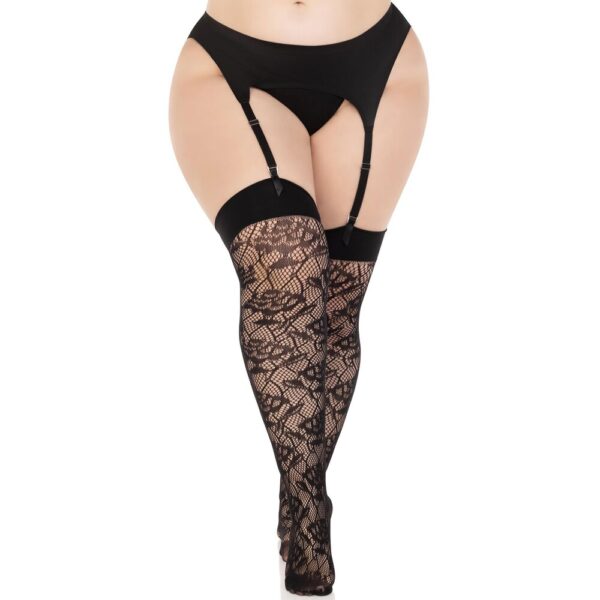 Leg Avenue Wild Rose Net Thigh Highs UK 14 to 18 - Image 3