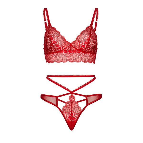 Leg Avenue Sweetheart Lace Bralette Set Red Size: M-L - Image 3