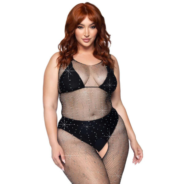 Leg Avenue Crystalized Net Bodystocking Plus Size UK 14 to 18 - Image 3