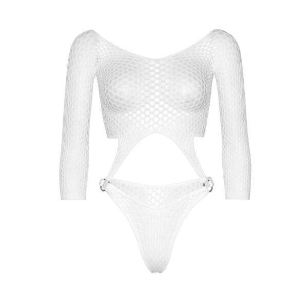 Leg Avenue Top Bodysuit with Thong White UK 6 to 12 - Image 4