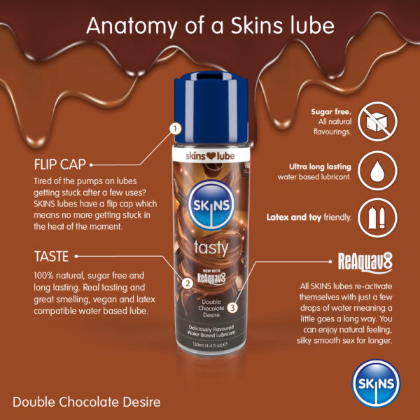 Skins Double Chocolate Desire Waterbased Lubricant 130ml - Image 2